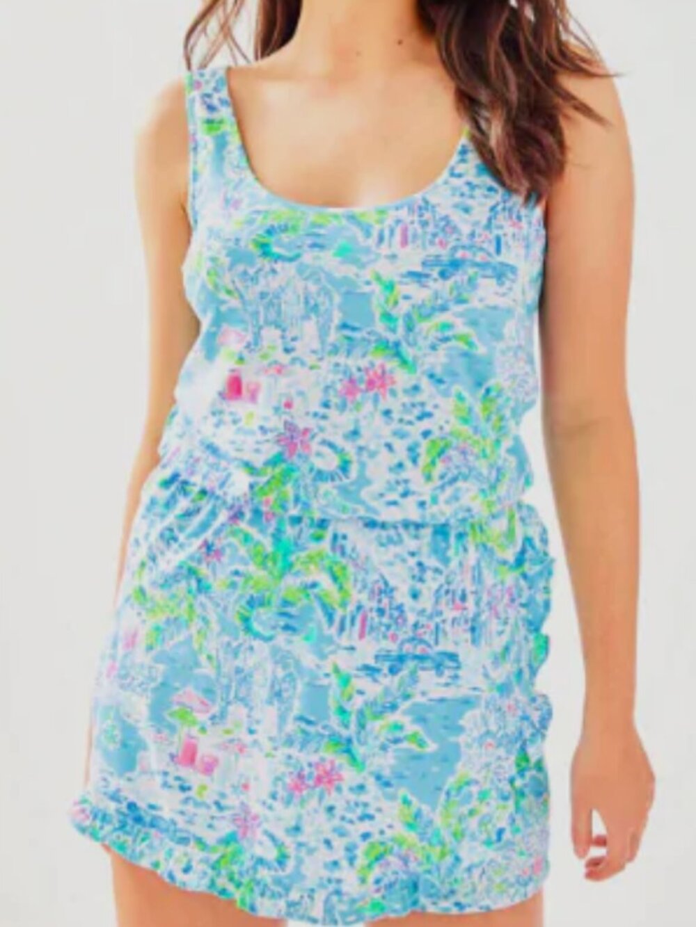 Lilly Pulitzer "What A Lovely Place" Analee Faux Wrap Ruffle Romper M - Picture 2 of 8